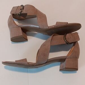 Naturalizer Taupe Amelia Suede Block Heel Sandals